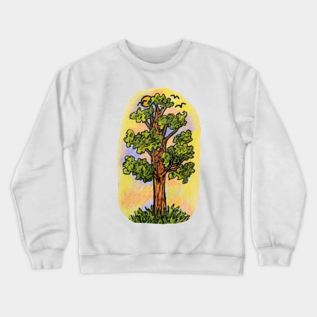 Tree at Sunrise Crewneck Sweatshirt by LuvbuzzArt